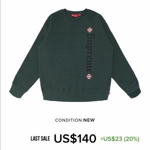 Supreme x Independent Crewneck - Size: M (Olive)
